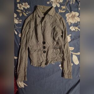 Love Stitch Black & White Checked Button-Front Blazer